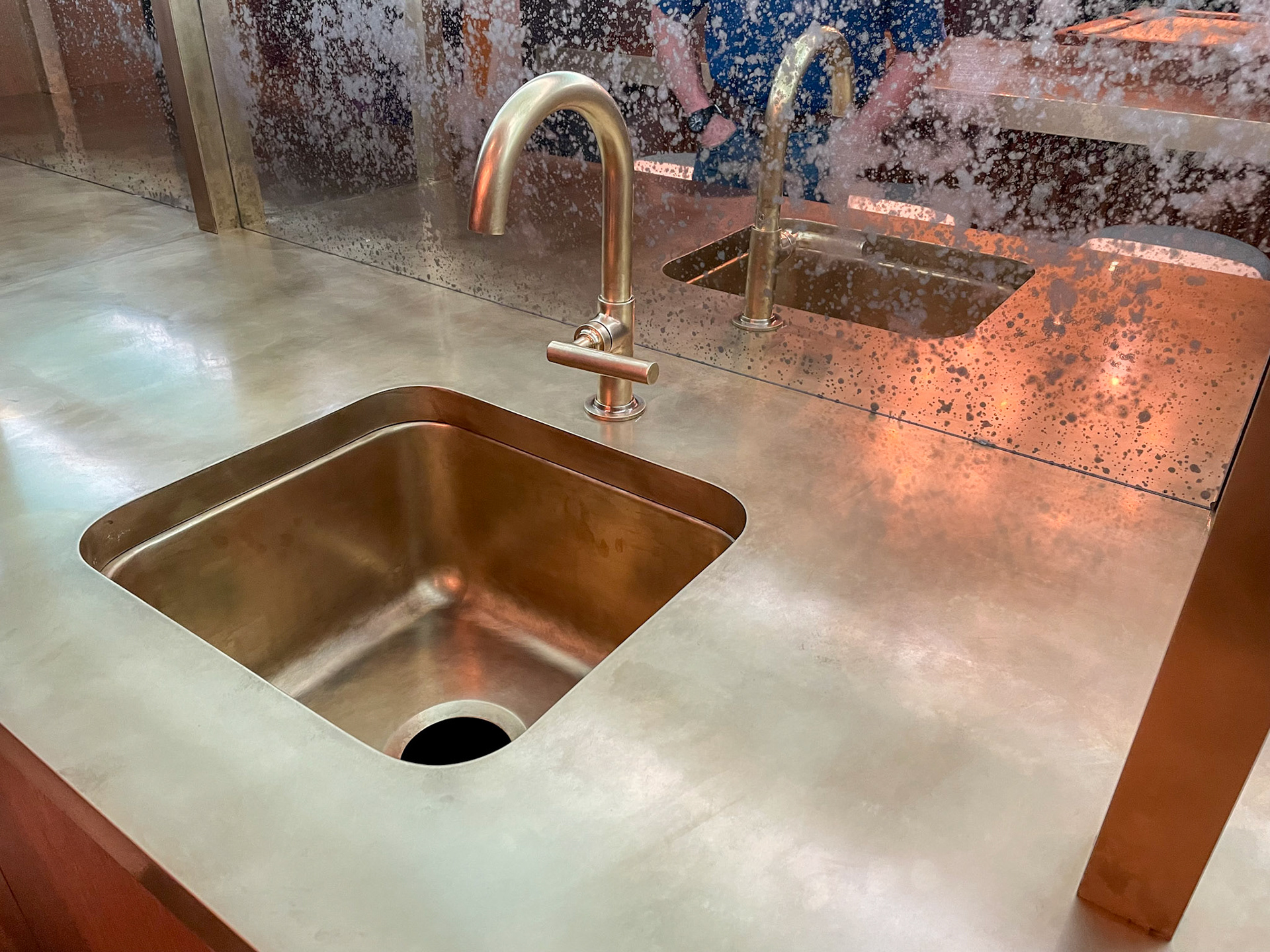 matched brass sink and faucet