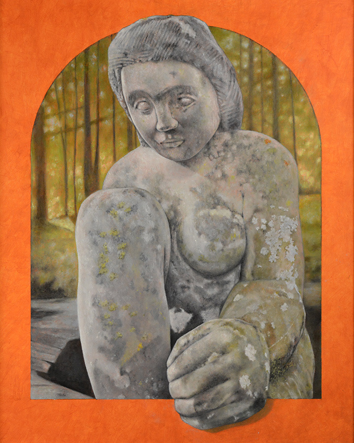 "Seated Woman II" . . . Oil and resin on a 18” x 22” wood panel. 2022 . . . $850