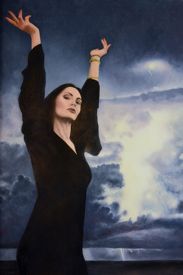 "Tempestas"  Oil and resin on 16" x 20" wood panel.  2023