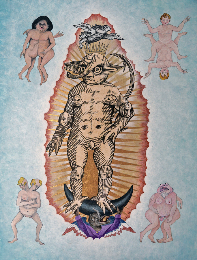 "The Kraków Monster as the Virgin of Guadalupe" . . . Acrylic on 16" x 20" art board 2016 . . . $1250