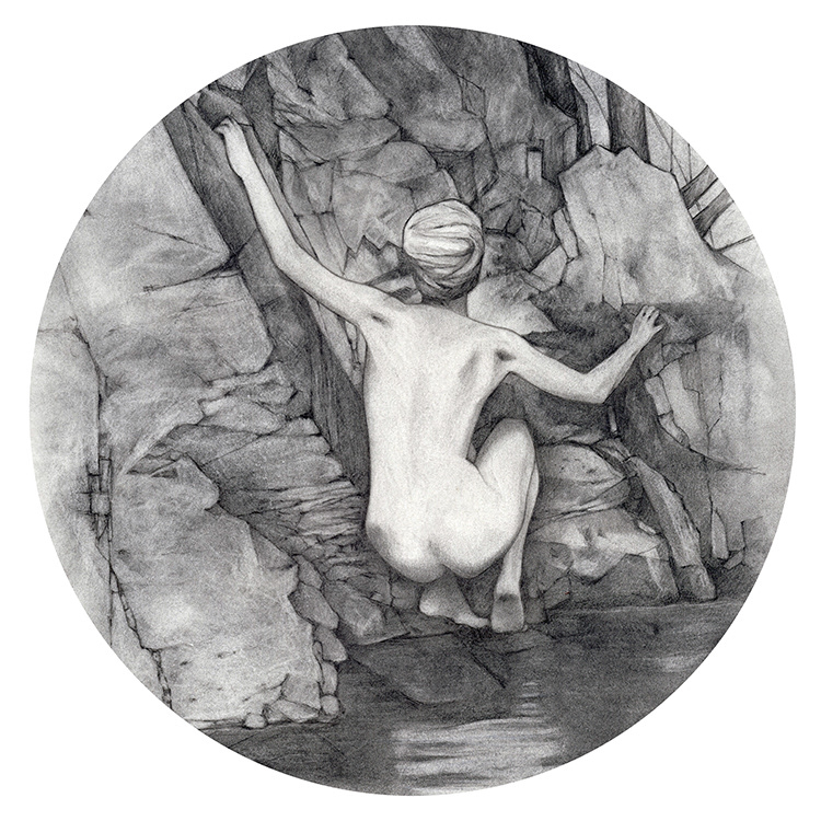 Isadora . . . graphite on 8" x 8" art board cut to circle  2020 . . . $350