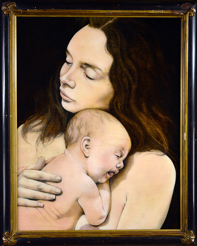 "Motherhood" . . . Oil on 20" x 15" wood panel. 2020 . . . $850