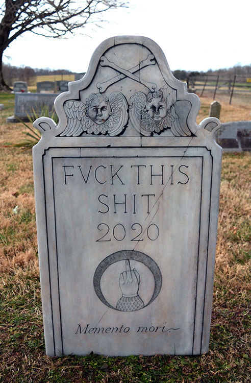 "Fvck This Shit" . . . Oil and resin on wood panel 37" x 20" 2020/reworked 2021 . . . $750