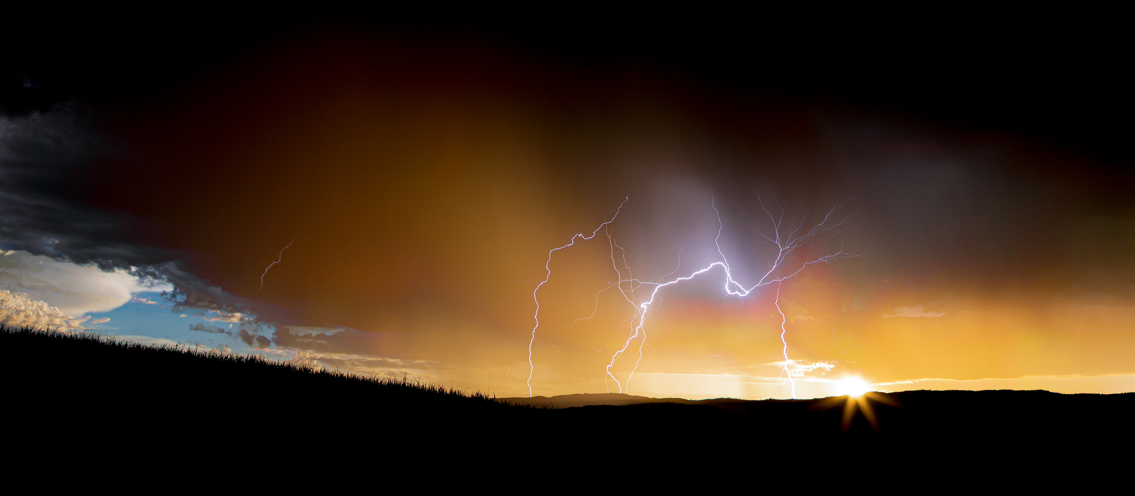 lightning at sunset in Steamboat springs, Colorado