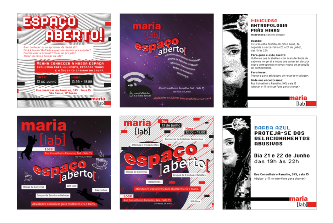 Creation of Posts to Promote Mini Courses,  Workshops and Open Space for the group  Maria[lab]