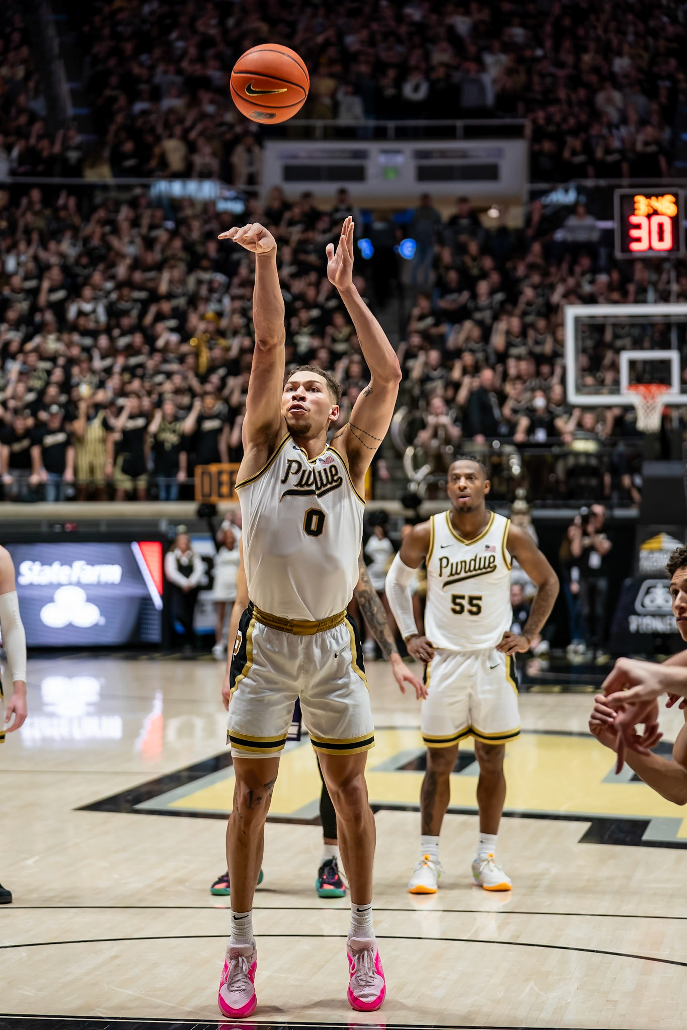 WEST LAFAYETTE, IN - JANUARY 31, 2024: Purdue Senior Forward Mason Gillis (0) competing in Purdue Boilermakers Mens Basketball versus the Northwestern Wildcats at Mackey Arena(Photo by Steve Bowen / Bowen Arrow Photography / Northern Indiana Sports Report)