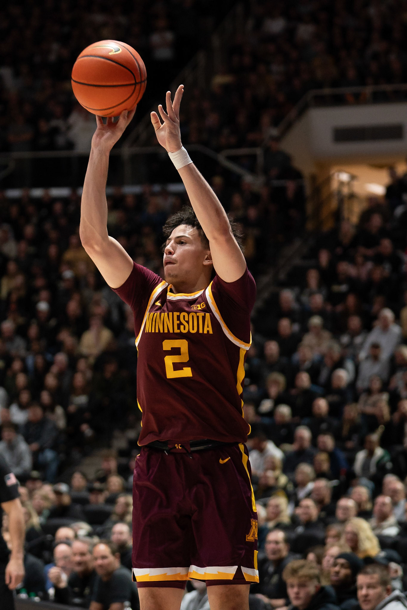 WEST LAFAYETTE, IN - FEBRUARY 15, 2024: Minnesota Junior Guard Mike Mitchell Jr. (2) in Purdue Boilermakers Men's Basketball vs the Minnesota Golden Gophers at Mackey Arena(Photo by Steve Bowen / Bowen Arrow Photography / Northern Indiana Sports Report)