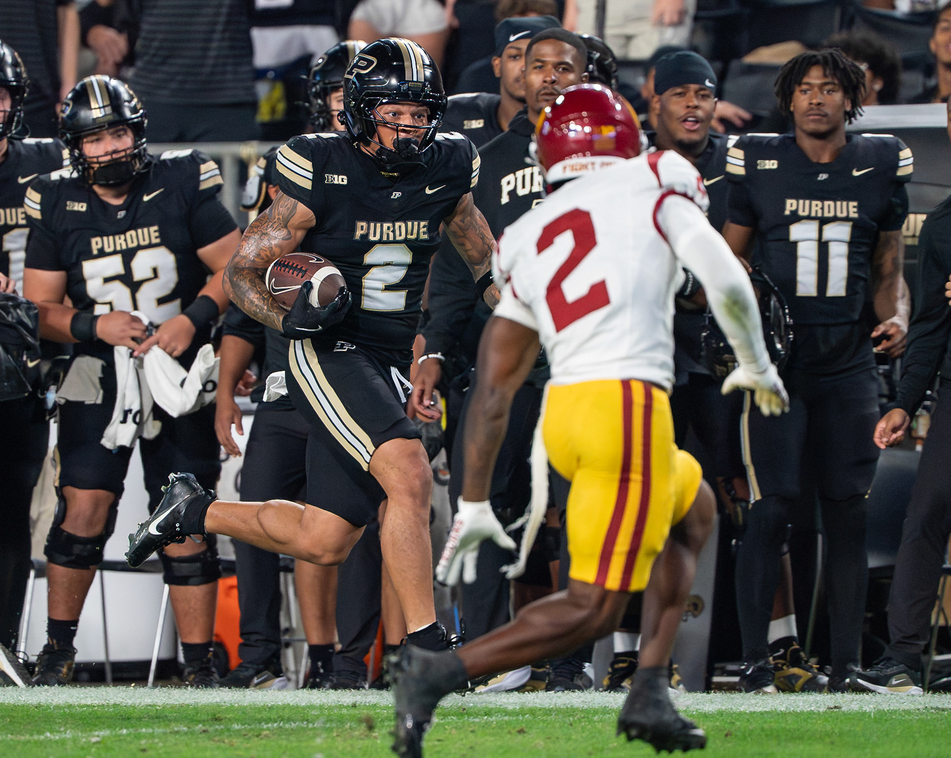 WEST LAFAYETTE, IN - SEPTEMBER 13, 2025: Purdue University Senior Wide Receiver Michael Jackson III (2) in Purdue Boilermaker Football vs University of Southern California Trojans at Ross-Ade Stadium(Photo by Steve Bowen / Northern Indiana Sports Report)
