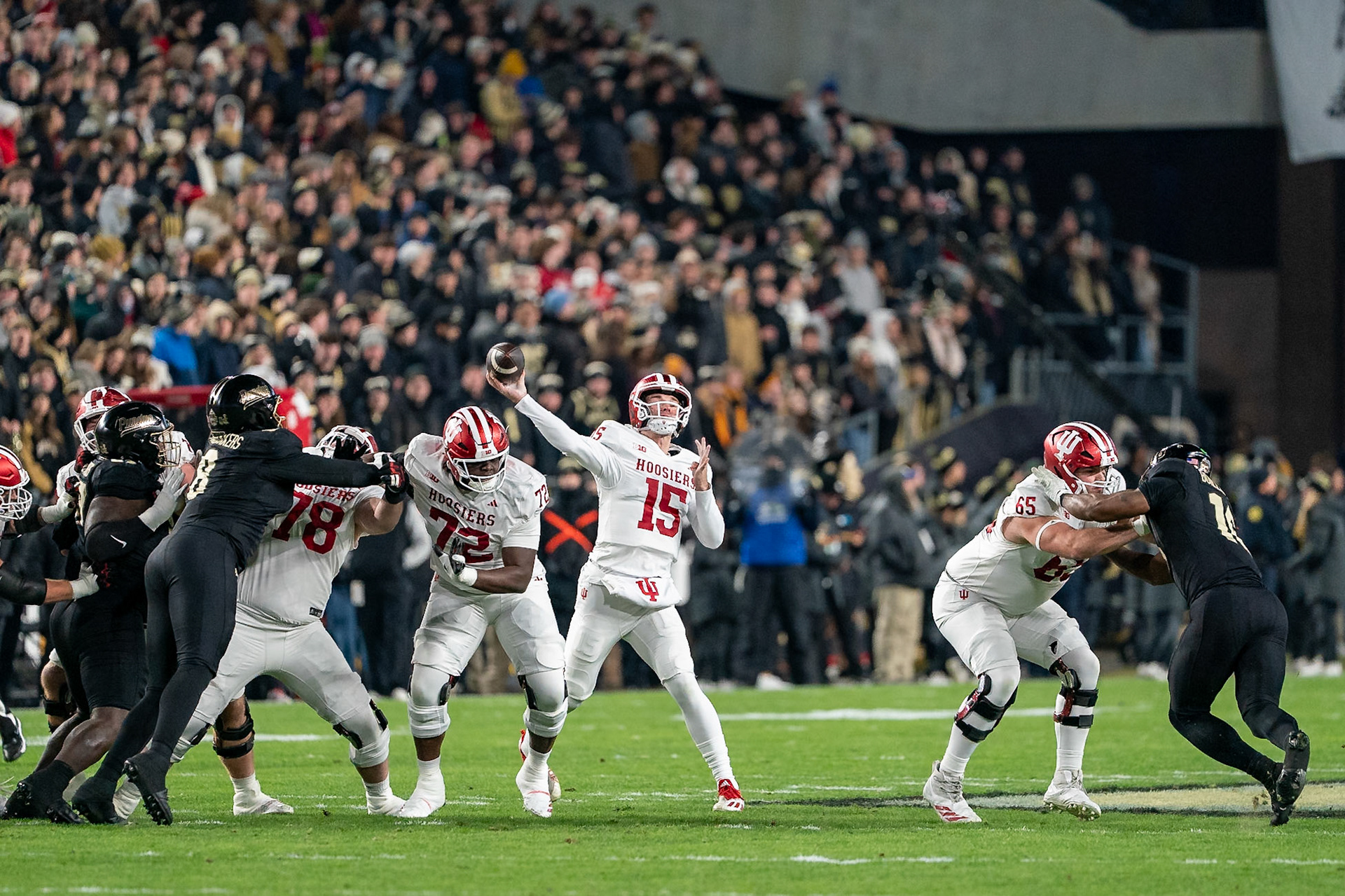 WEST LAFAYETTE, IN - NOVEMBER 28, 2025: Purdue Boilermakers vs Indiana Hoosiers Football at Ross-Ade Stadium(Photo by Steve Bowen / Northern Indiana Sports Report)