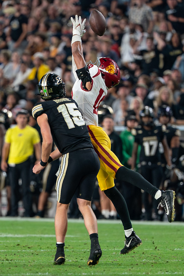 WEST LAFAYETTE, IN - SEPTEMBER 13, 2025: Purdue University Sophomore Quaterback Ryan Browne (15) in Purdue Boilermaker Football vs University of Southern California Trojans at Ross-Ade Stadium(Photo by Steve Bowen / Northern Indiana Sports Report)