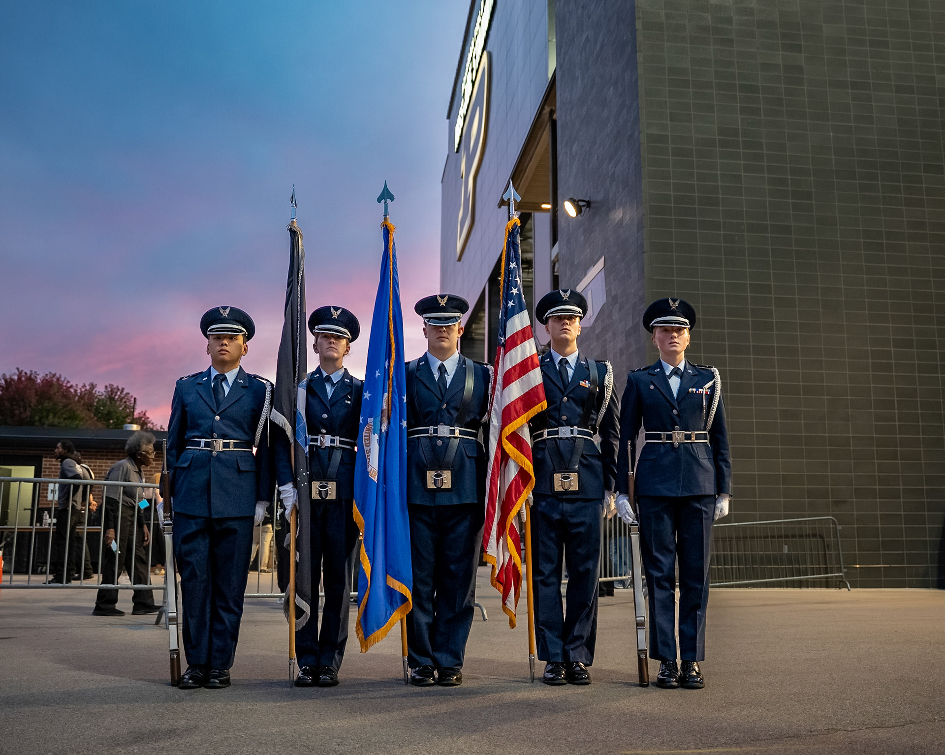 WEST LAFAYETTE, IN - OCTOBER 10, 2026: The Air Force Color Guard before the Purdue Boilermaker vs  Minnesota Golden Gophers football game at Ross-Ade Stadium(Photo by Steve Bowen / Northern Indiana Sports Report)