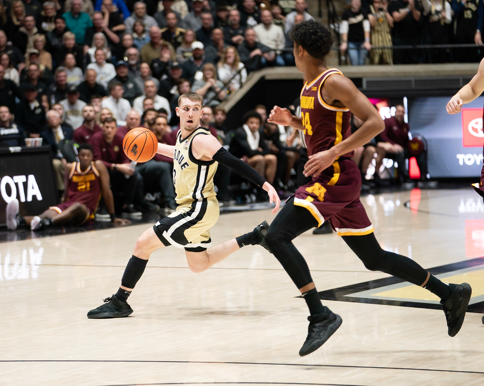 WEST LAFAYETTE, IN - FEBRUARY 15, 2024: Purdue Sophomore Guard Braden Smith (3) in Purdue Boilermakers Men's Basketball vs the Minnesota Golden Gophers at Mackey Arena(Photo by Steve Bowen / Bowen Arrow Photography / Northern Indiana Sports Report)