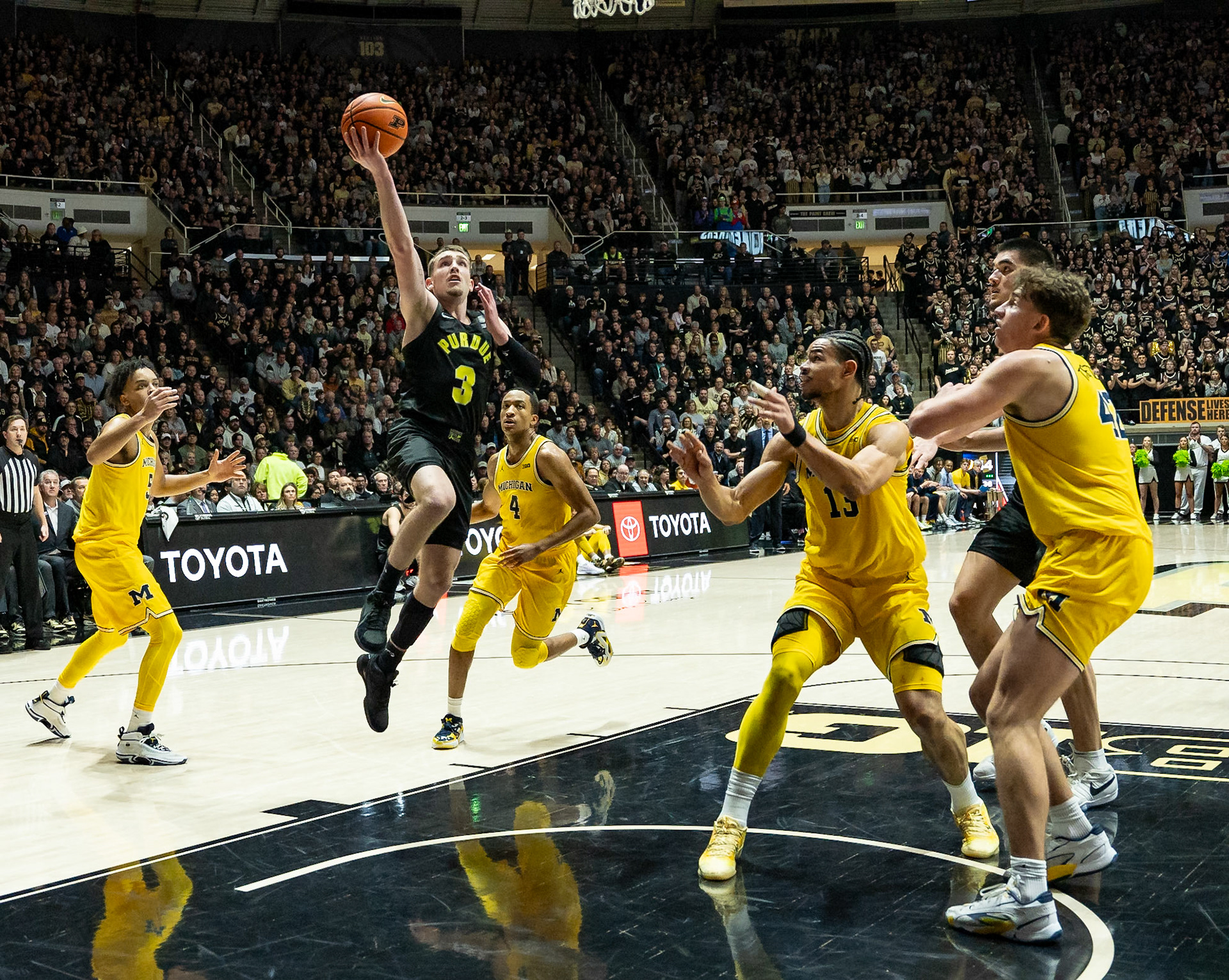 WEST LAFAYETTE, IN - JANUARY 23, 2024: Purdue Sophomore Guard Braden Smith (3) competing in Purdue versus Michigan Mens Basketball at Mackey Arena(Photo by Steve Bowen / Bowen Arrow Photography / Northern Indiana Sports Report)