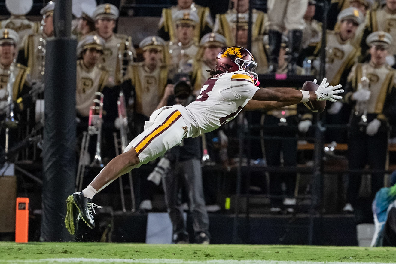 WEST LAFAYETTE, IN - OCTOBER 10, 2026: University of Minnesota Senior WR Noah Jennings (13) during the Purdue Boilermakers vs Minnesota Golden Gophers football game at Ross-Ade Stadium(Photo by Steve Bowen / Northern Indiana Sports Report)