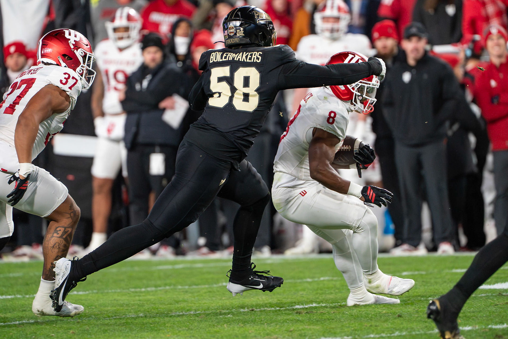 WEST LAFAYETTE, IN - NOVEMBER 28, 2025: Purdue Boilermakers vs Indiana Hoosiers Football at Ross-Ade Stadium(Photo by Steve Bowen / Northern Indiana Sports Report)