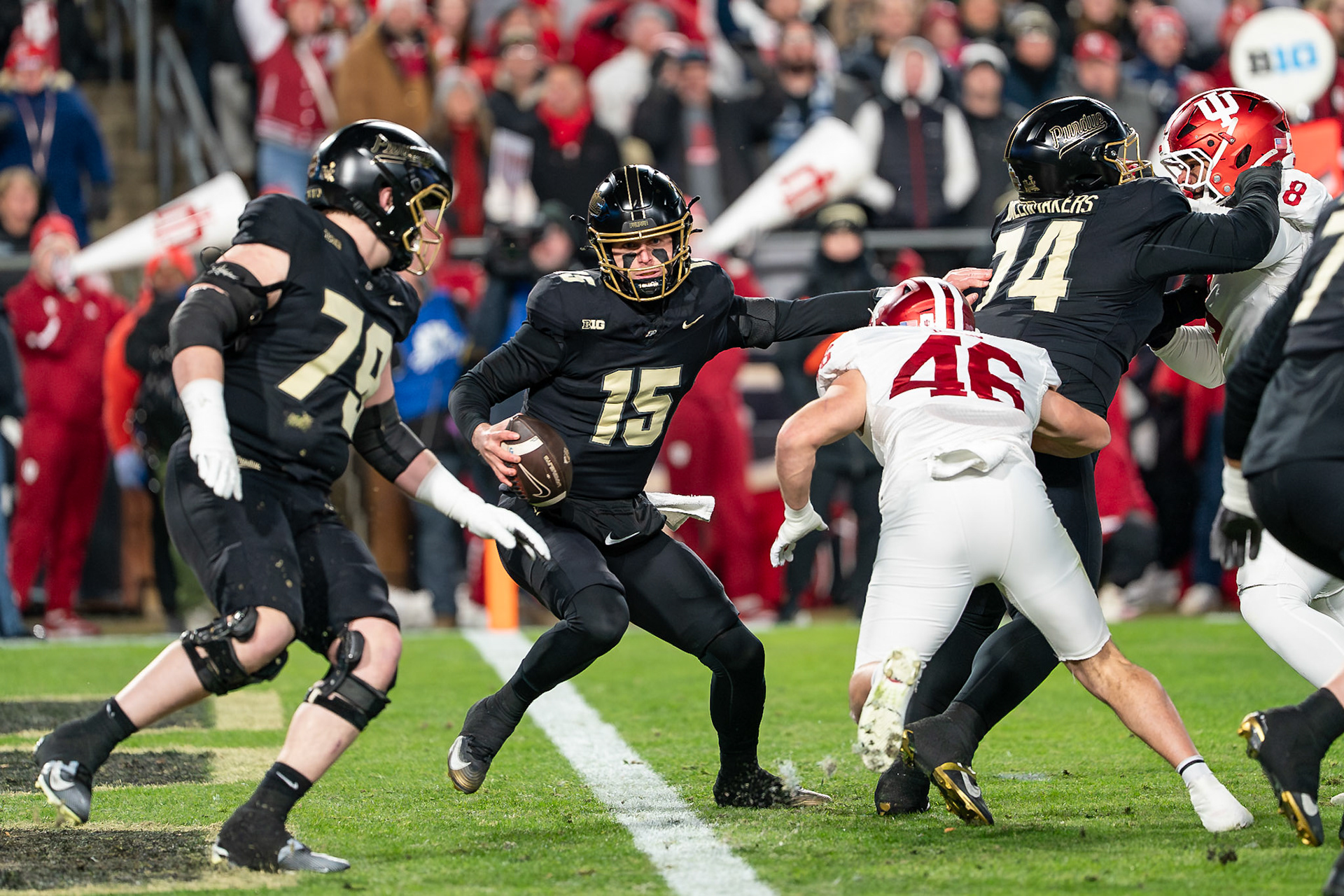 WEST LAFAYETTE, IN - NOVEMBER 28, 2025: Purdue Boilermakers vs Indiana Hoosiers Football at Ross-Ade Stadium(Photo by Steve Bowen / Northern Indiana Sports Report)
