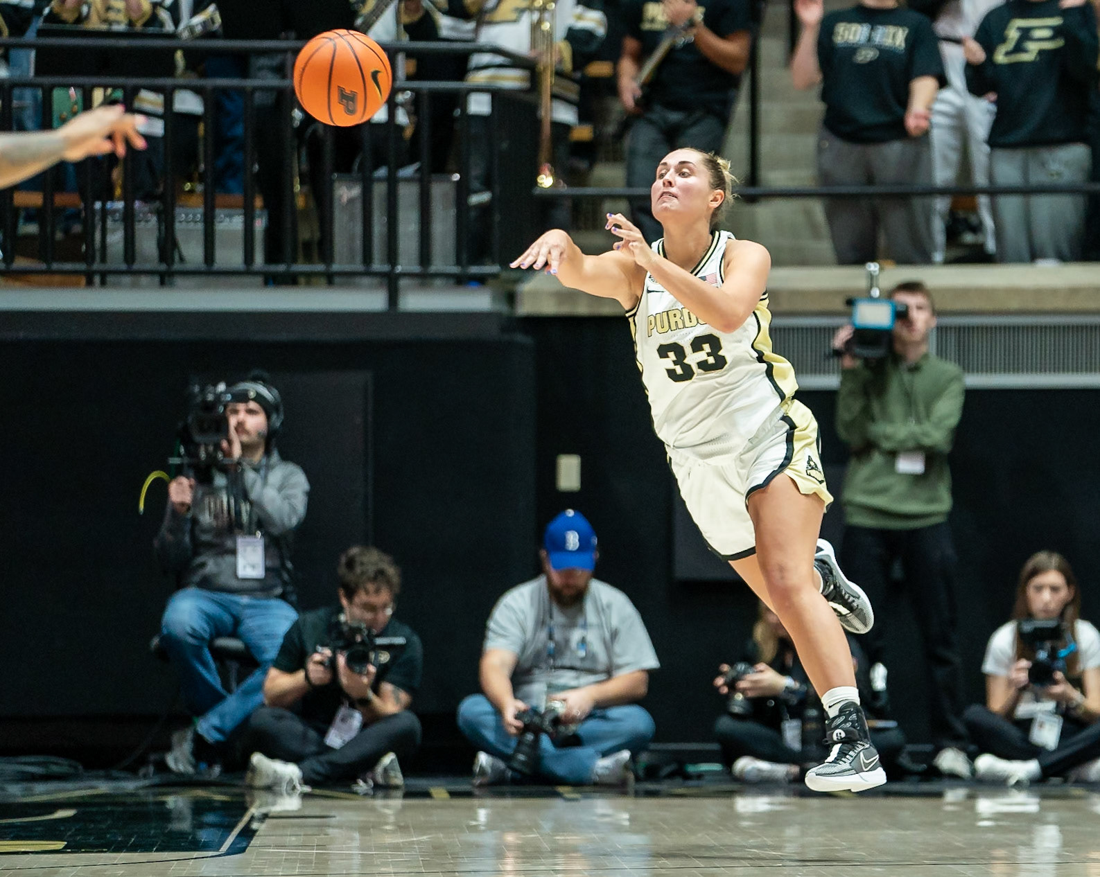 WEST LAFAYETTE, IN - JANUARY 28, 2024: Purdue Senior Guard Madison Layden (33) competing in Purdue Boilermaker Women's Basketball versus the Ohio State Buckeyes at Mackey Arena(Photo by Steve Bowen / Bowen Arrow Photography / Northern Indiana Sports Report)