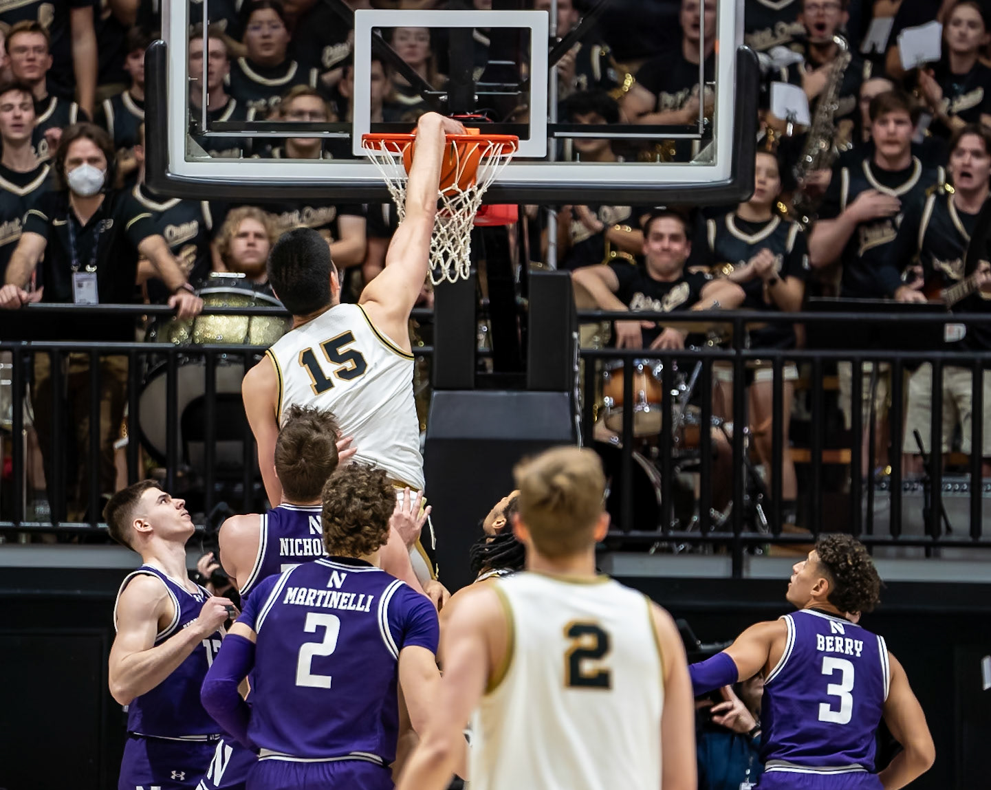 WEST LAFAYETTE, IN - JANUARY 31, 2024: Purdue Senior Center Zach Edey (15) competing in Purdue Boilermakers Mens Basketball versus the Northwestern Wildcats at Mackey Arena(Photo by Steve Bowen / Bowen Arrow Photography / Northern Indiana Sports Report)