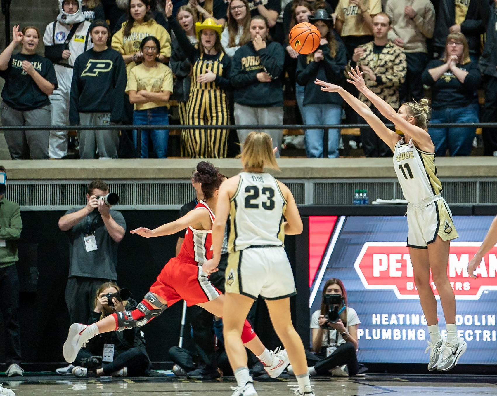 WEST LAFAYETTE, IN - JANUARY 28, 2024: Purdue Freshman Guard McKenna Layden (11) competing in Purdue Boilermaker Women's Basketball versus the Ohio State Buckeyes at Mackey Arena(Photo by Steve Bowen / Bowen Arrow Photography / Northern Indiana Sports Report)
