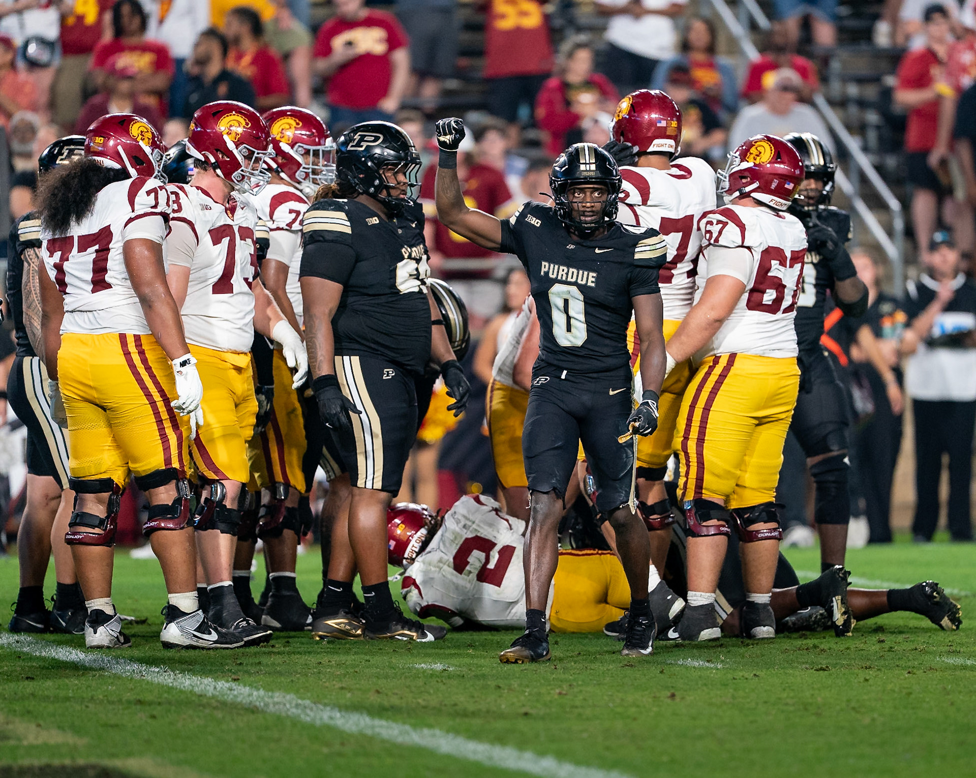 WEST LAFAYETTE, IN - SEPTEMBER 13, 2025: Purdue University Senior Defensive Back Tony Grimes (0) in Purdue Boilermaker Football vs University of Southern California Trojans at Ross-Ade Stadium(Photo by Steve Bowen / Northern Indiana Sports Report)