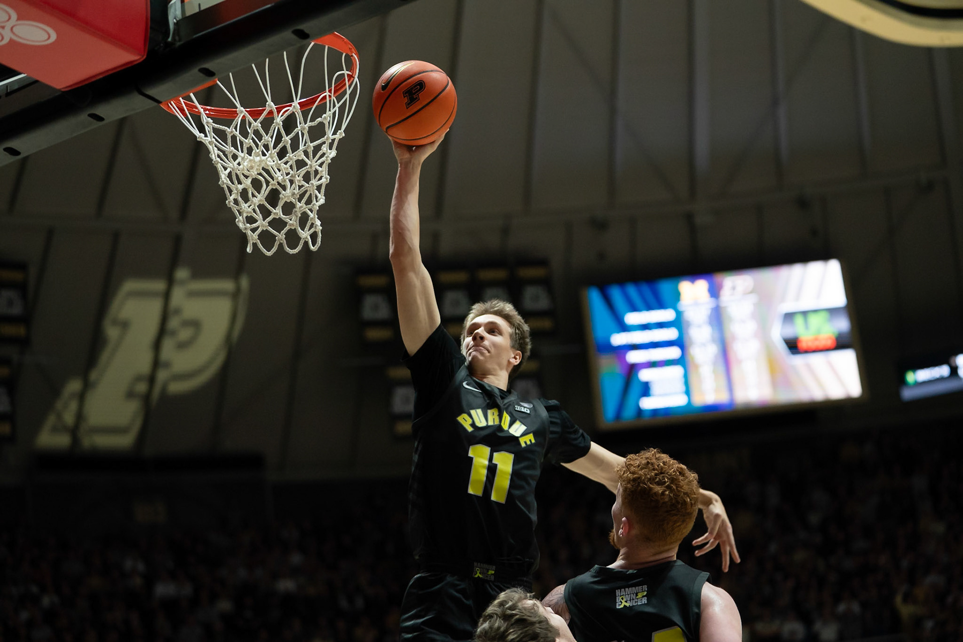 WEST LAFAYETTE, IN - JANUARY 23, 2024: Purdue Sophomore Forward Brian Waddell (11) competing in Purdue versus Michigan Mens Basketball at Mackey Arena(Photo by Steve Bowen / Bowen Arrow Photography / Northern Indiana Sports Report)
