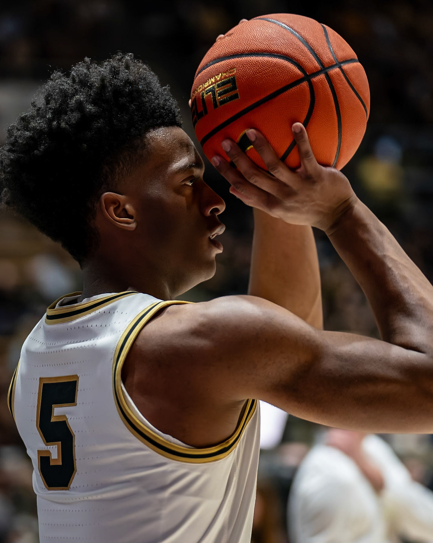 WEST LAFAYETTE, IN - JANUARY 31, 2024: Purdue Freshman Guard Myles Colvin (5) competing in Purdue Boilermakers Mens Basketball versus the Northwestern Wildcats at Mackey Arena(Photo by Steve Bowen / Bowen Arrow Photography / Northern Indiana Sports Report)
