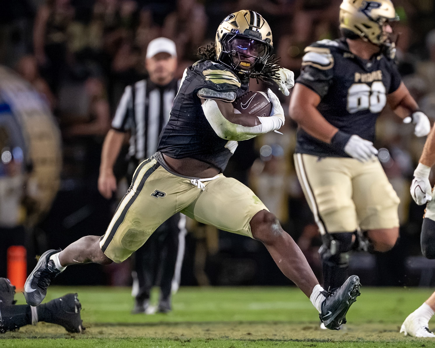 WEST LAFAYETTE, IN - OCTOBER 10, 2026: Purdue University Sophomore Running Back Fame Ijeboi (2) during the Purdue Boilermakers vs Minnesota Golden Gophers football game at Ross-Ade Stadium(Photo by Steve Bowen / Northern Indiana Sports Report)