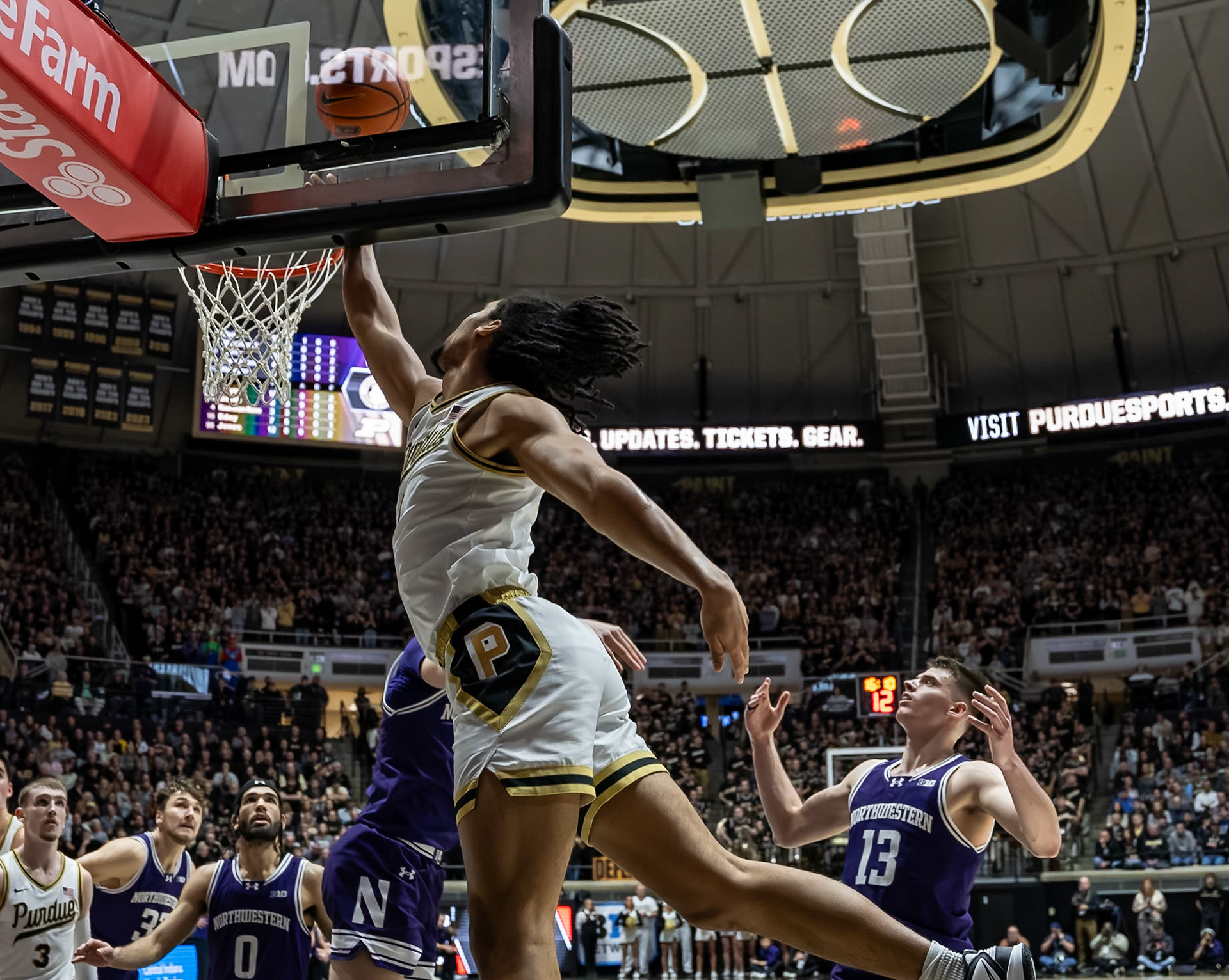 WEST LAFAYETTE, IN - JANUARY 31, 2024: Purdue Sophomore Forward Trey Kaufman-Renn (4) competing in Purdue Boilermakers Mens Basketball versus the Northwestern Wildcats at Mackey Arena(Photo by Steve Bowen / Bowen Arrow Photography / Northern Indiana Sports Report)