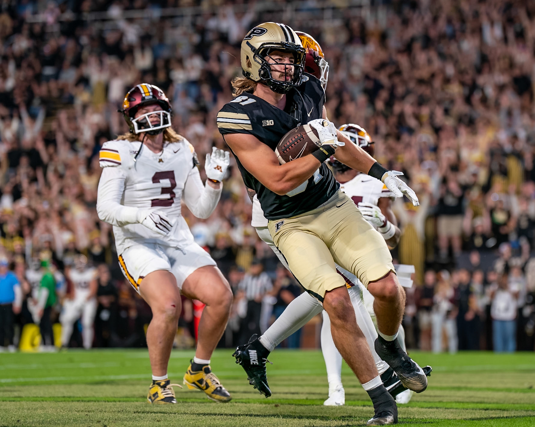WEST LAFAYETTE, IN - OCTOBER 10, 2026: Purdue University Sophomore Tight End George Burhenn (81) during the Purdue Boilermakers vs Minnesota Golden Gophers football game at Ross-Ade Stadium(Photo by Steve Bowen / Northern Indiana Sports Report)