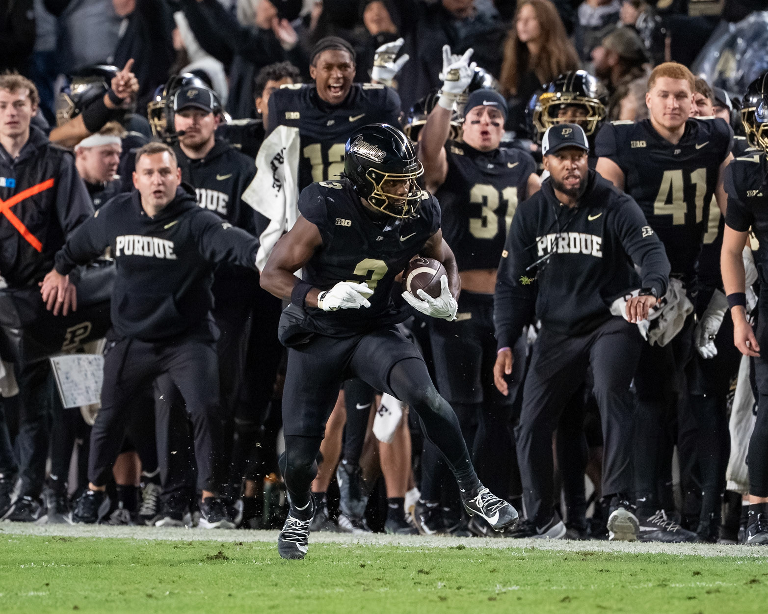 WEST LAFAYETTE, IN - OCTOBER 16, 2026: Purdue University Senior Wide Receiver Xavier Townsend (3) during the Purdue Boilermakers vs Washington Huskies football game at Ross-Ade Stadium(Photo by Steve Bowen / Northern Indiana Sports Report)