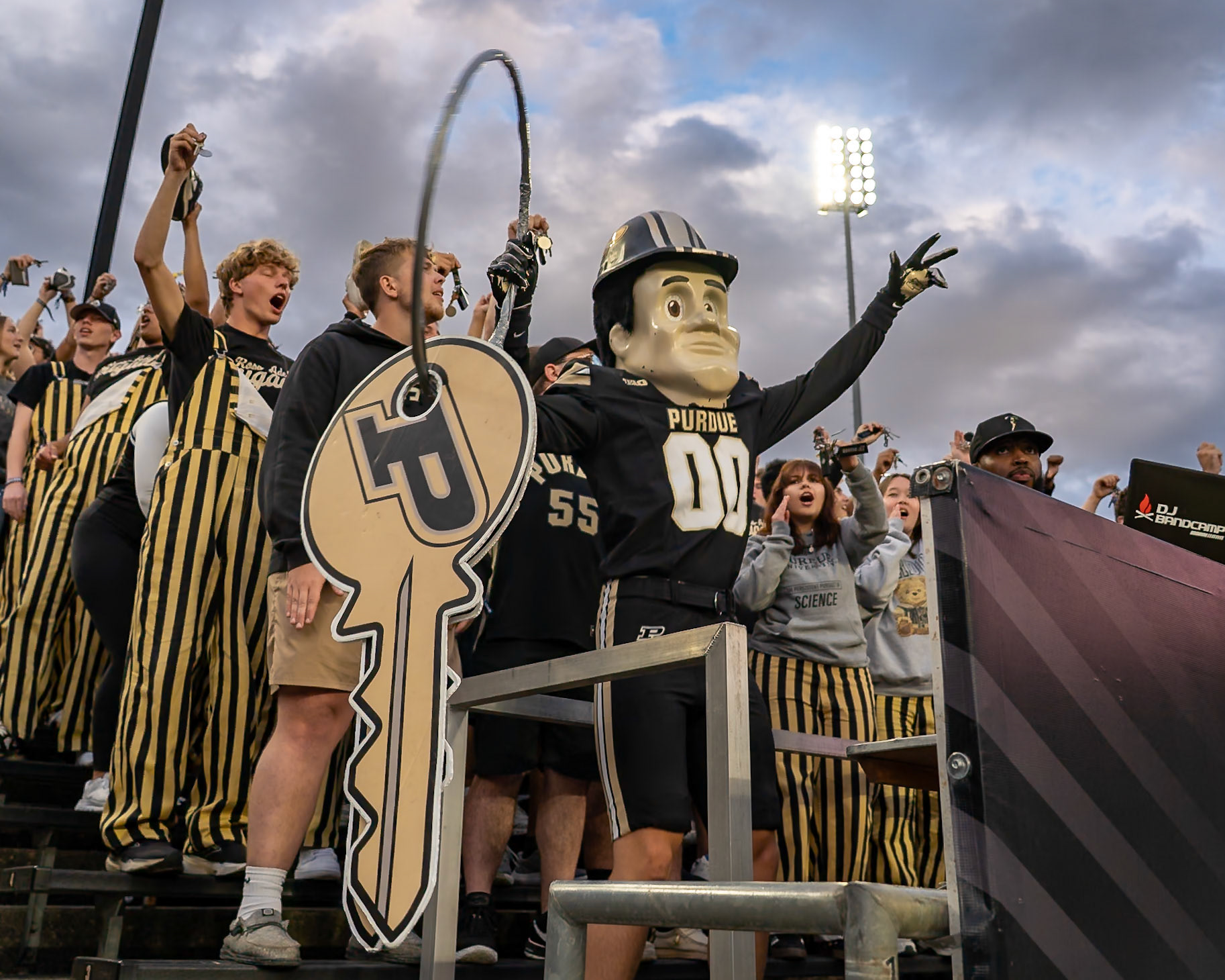 WEST LAFAYETTE, IN - SEPTEMBER 6, 2025: Purdue University Mascot Purdue Pete and the Purdue University Ross-Ade Brigade ready for kick off at Purdue Boilermaker Football vs Southern Illinois Saluki Football at Ross-Ade Stadium(Photo by Steve Bowen / Northern Indiana Sports Report)