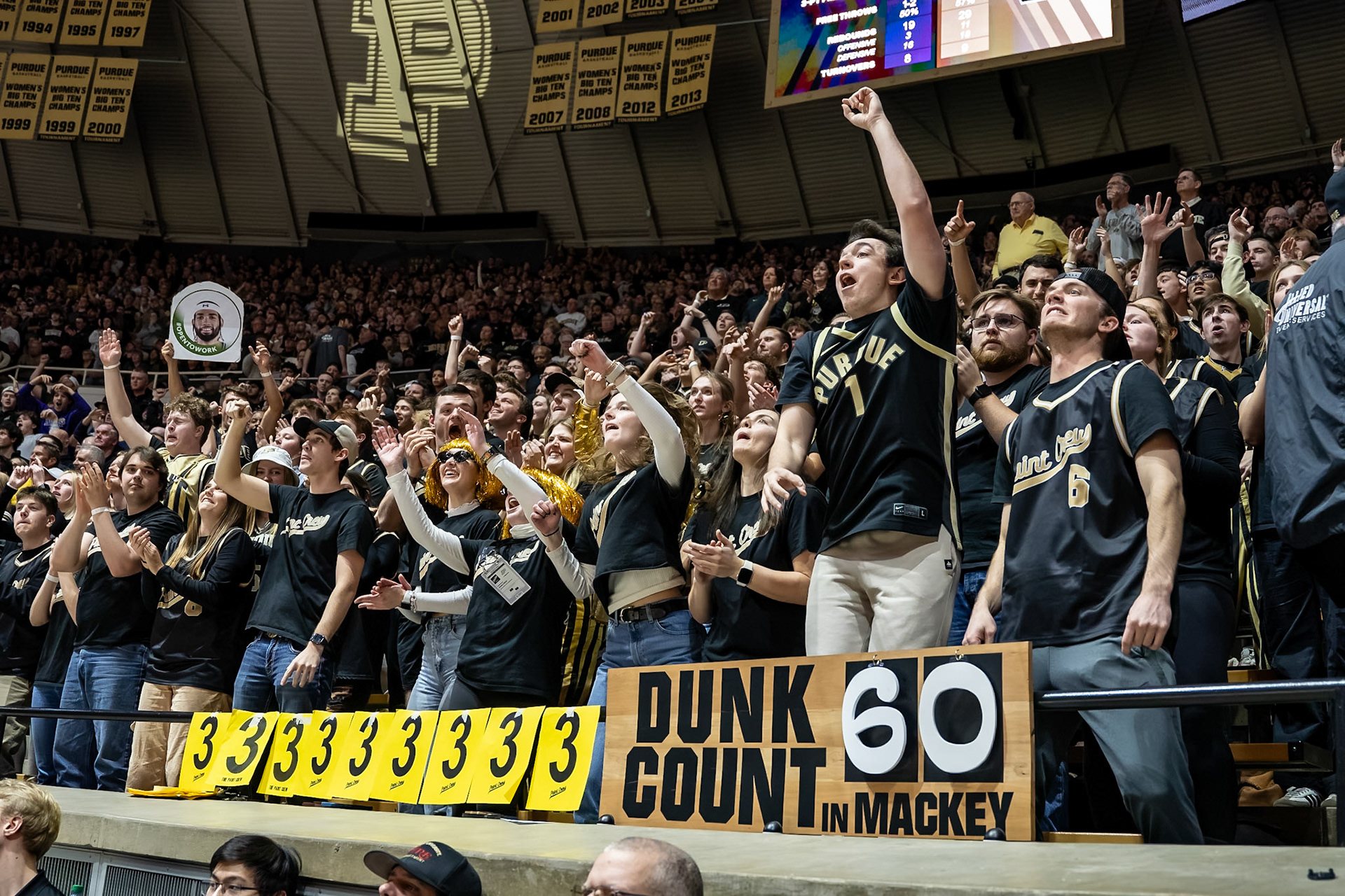 WEST LAFAYETTE, IN - JANUARY 31, 2024: Paint Crew cheering in Purdue Boilermakers Mens Basketball versus the Northwestern Wildcats at Mackey Arena(Photo by Steve Bowen / Bowen Arrow Photography / Northern Indiana Sports Report)