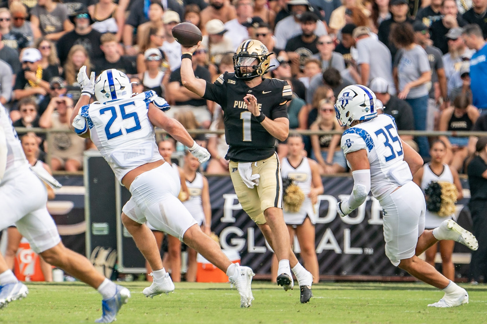 WEST LAFAYETTE, IN - AUGUST 31, 2024: in Purdue Boilermaker Football vs Indiana State Sycamores at Ross-Ade Stadium(Photo by Steve Bowen / Bowen Arrow Photography / Northern Indiana Sports Report)