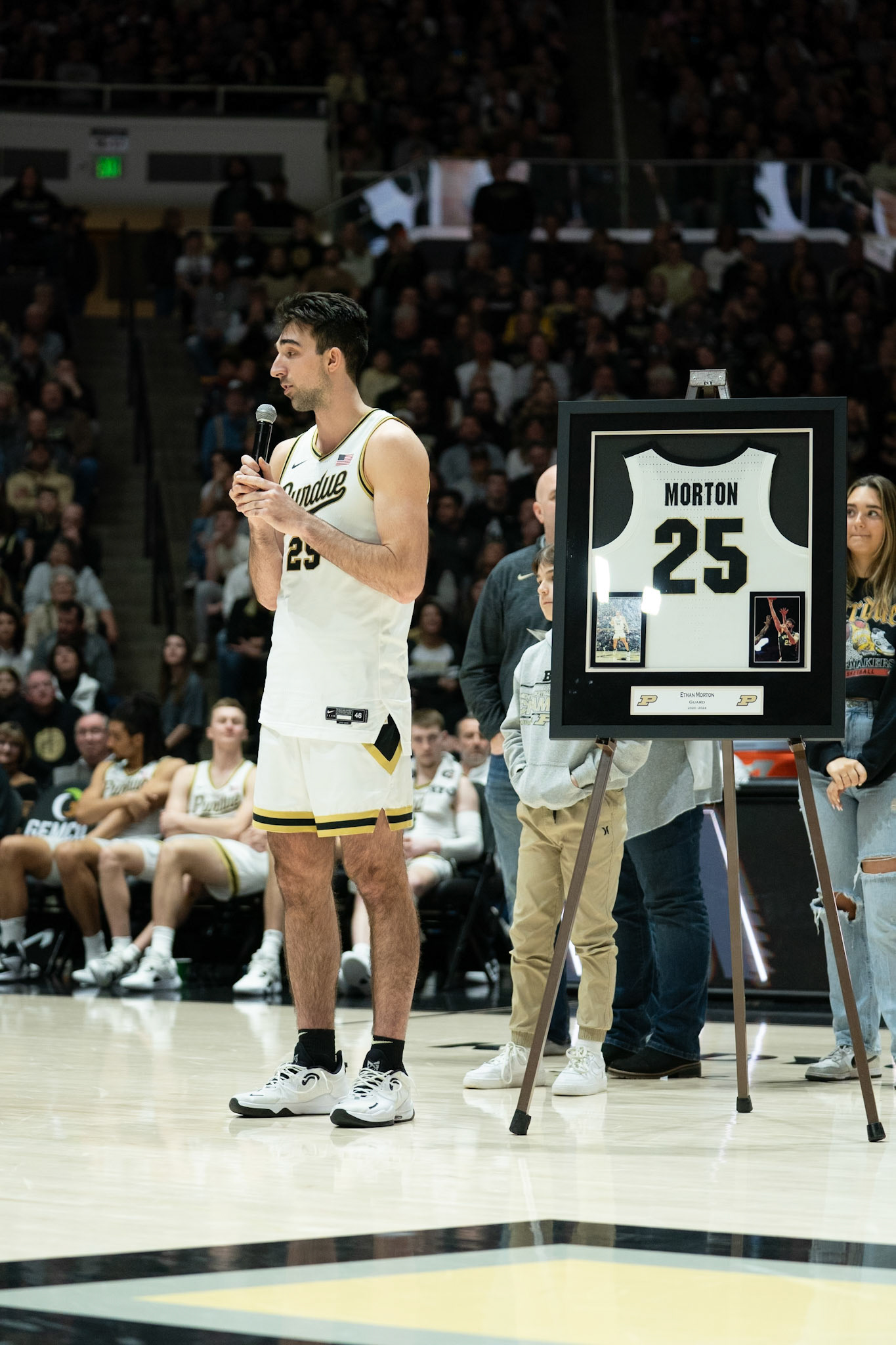 WEST LAFAYETTE, IN - MARCH 10, 2024: Purdue Senior Guard Ethan Morton (25) in Purdue University Boilermaker Basketball vs University of Wisconsin Badgers at Mackey Arena(Photo by Steve Bowen / Bowen Arrow Photography / Northern Indiana Sports Report)