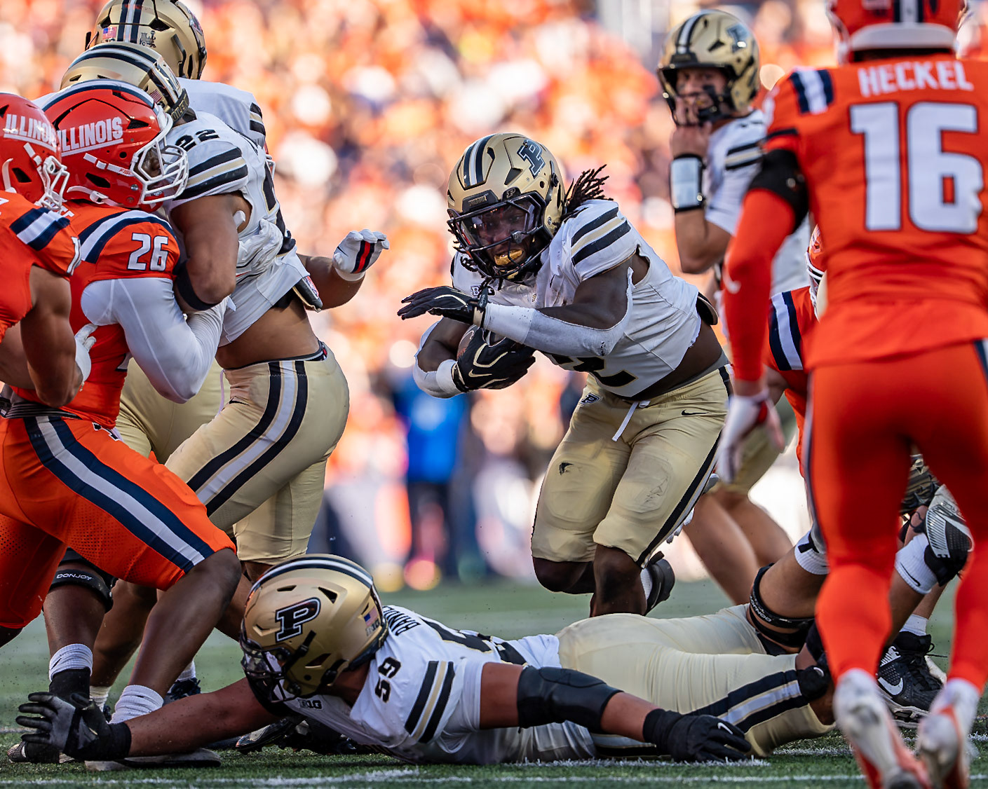 CHAMPAIGN, IL - OCTOBER 3, 2026: Purdue University Sophomore Running Back Fame Ijeboi (2) during the Purdue Boilermakers at Illinois Fighting Illini football game at Gies Memorial Stadium(Photo by Steve Bowen / Northern Indiana Sports Report)