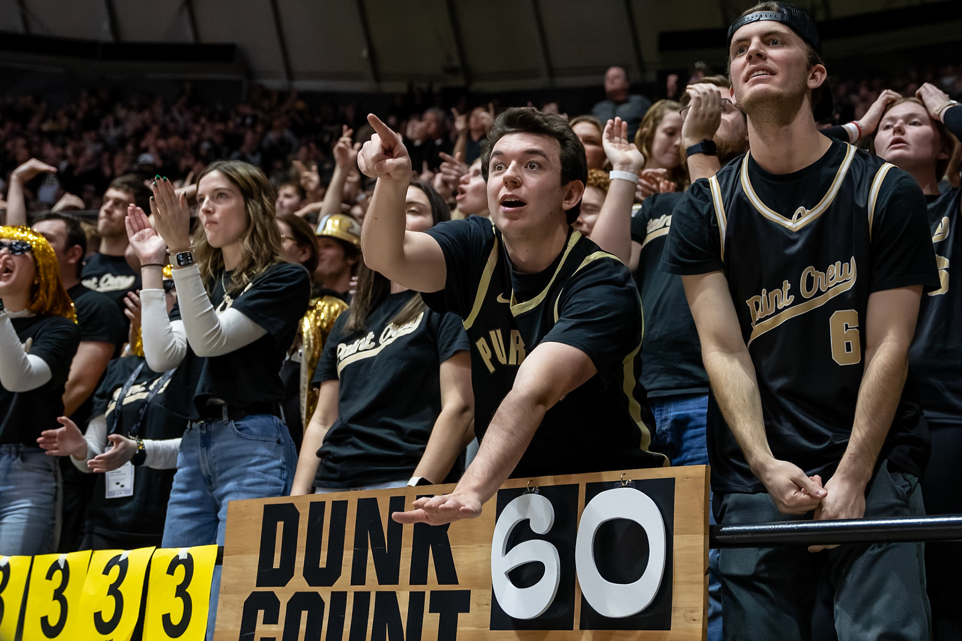 WEST LAFAYETTE, IN - JANUARY 31, 2024: Paint Crew cheering in Purdue Boilermakers Mens Basketball versus the Northwestern Wildcats at Mackey Arena(Photo by Steve Bowen / Bowen Arrow Photography / Northern Indiana Sports Report)