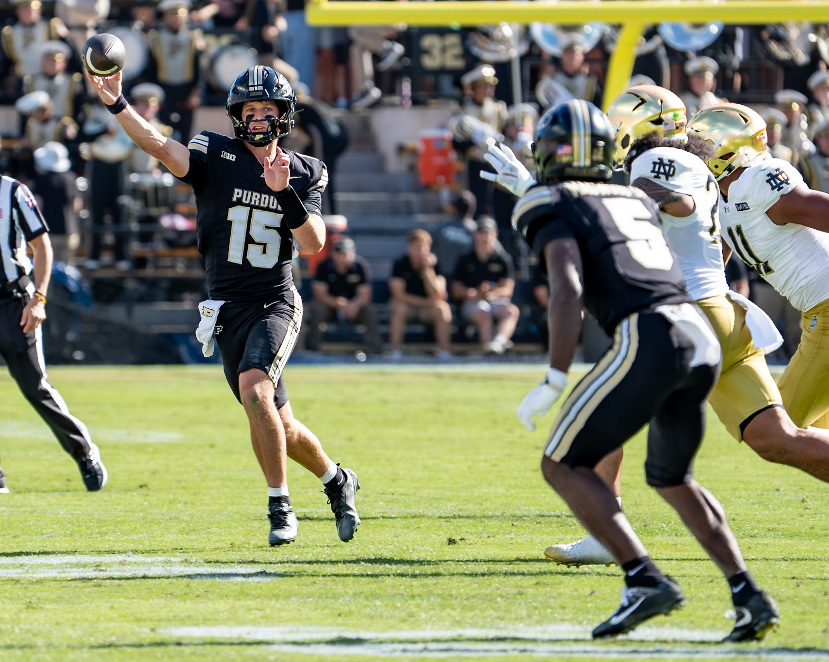 WEST LAFAYETTE, IN - SEPTEMBER 26, 2026: Purdue University Quarterback Ryan Browne (15) during the Purdue Boilermakers vs Notre Dame Fighting Irish football game at Ross-Ade Stadium(Photo by Steve Bowen / Northern Indiana Sports Report)