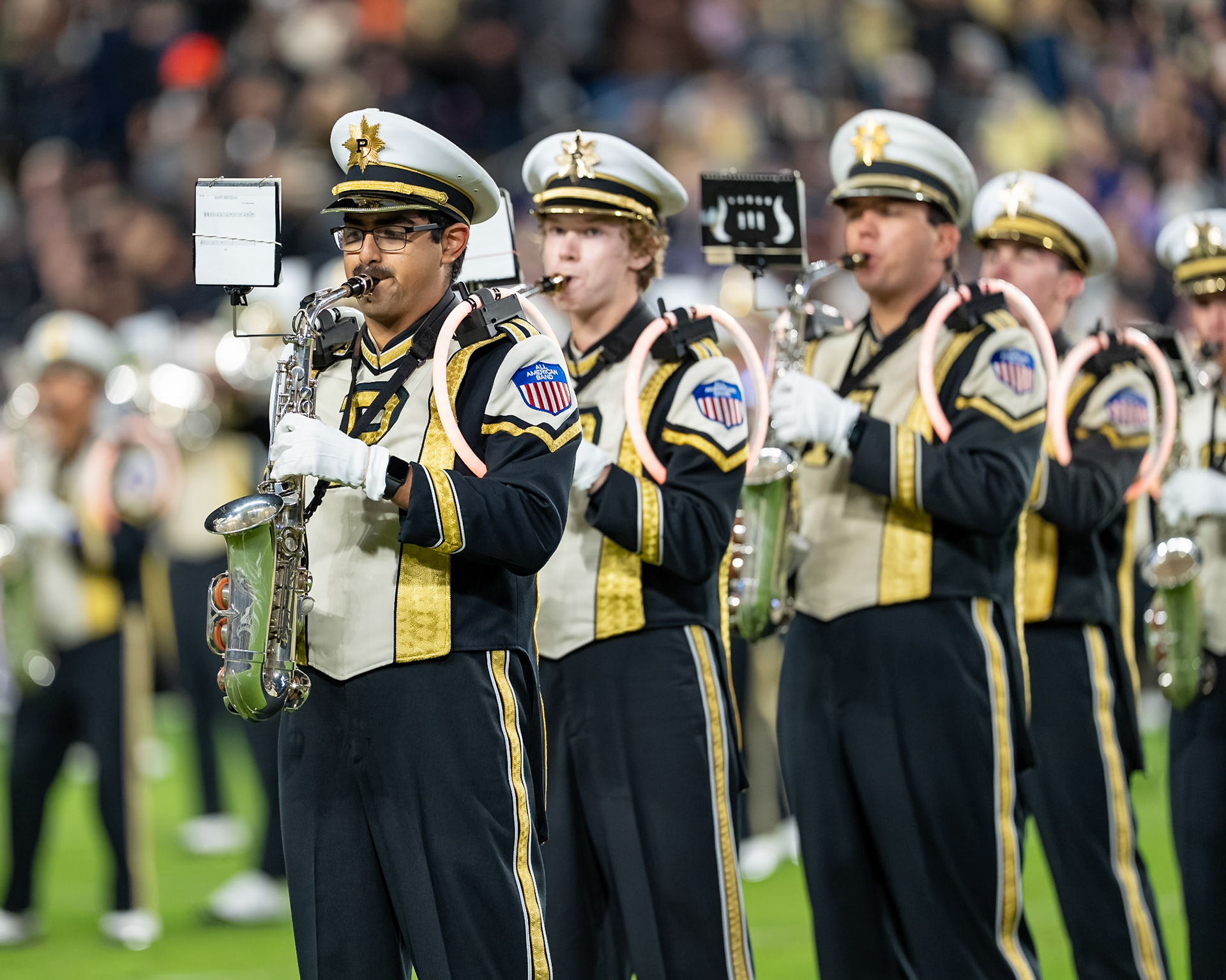 WEST LAFAYETTE, IN - OCTOBER 16, 2026: Purdue University “All-American” Marching Band during the Purdue Boilermakers vs Washington Huskies football game at Ross-Ade Stadium(Photo by Steve Bowen / Northern Indiana Sports Report)