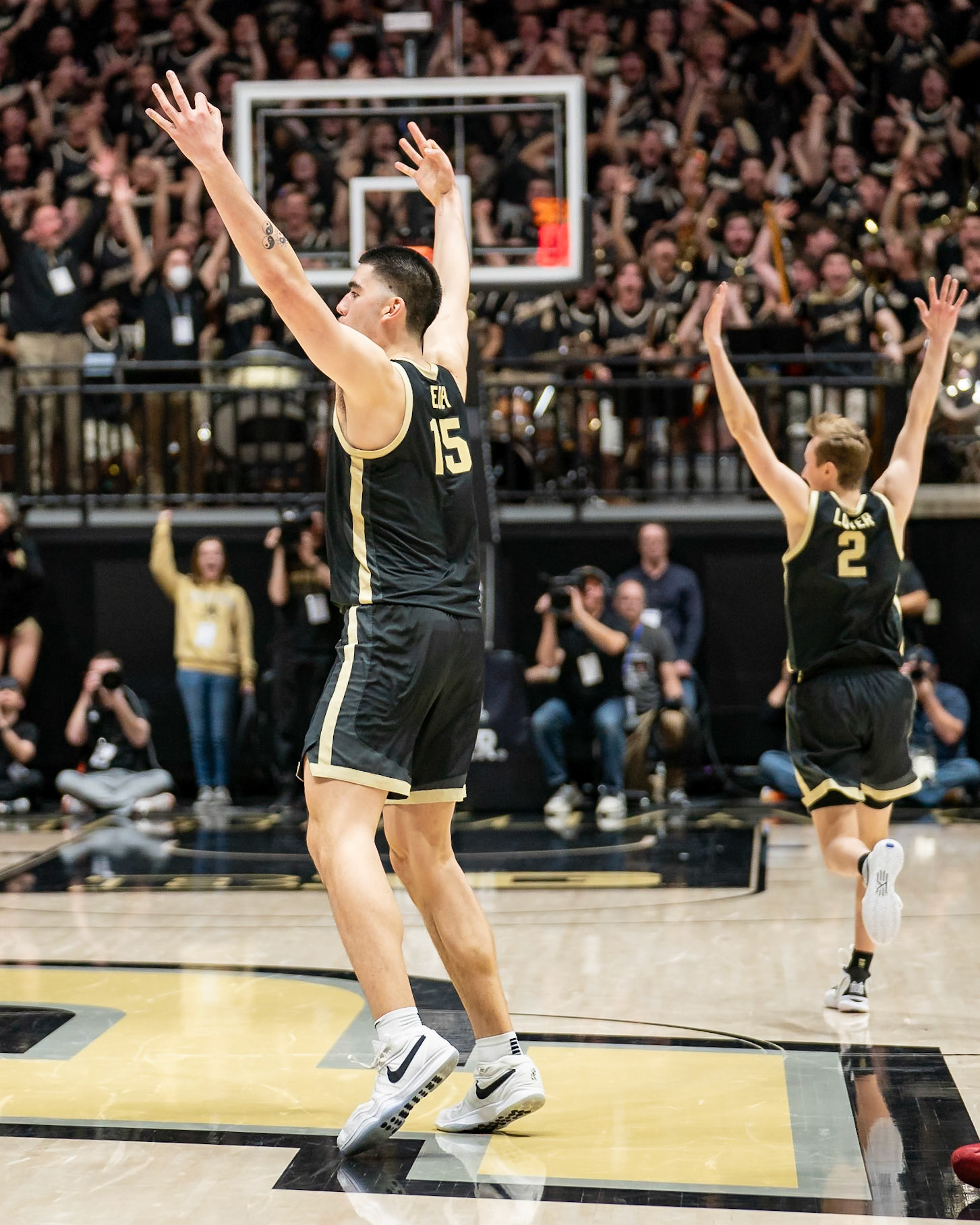 WEST LAFAYETTE, IN - FEBRUARY 10, 2024: Purdue Senior Center Zach Edey (15) in Purdue Boilermaker vs Indiana Hoosiers Basketball at Mackey Arena(Photo by Steve Bowen / Bowen Arrow Photography / Northern Indiana Sports Report)