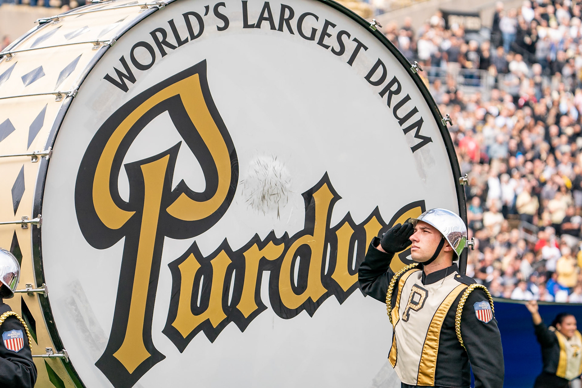 WEST LAFAYETTE, IN - SEPTEMBER 28, 2024: Purdue University “All-American” Marching Band during the Purdue University Boilermakers vs Nebraska University Cornhuskers Football game at Ross-Ade Stadium(Photo by Steve Bowen / NI Sports Report)