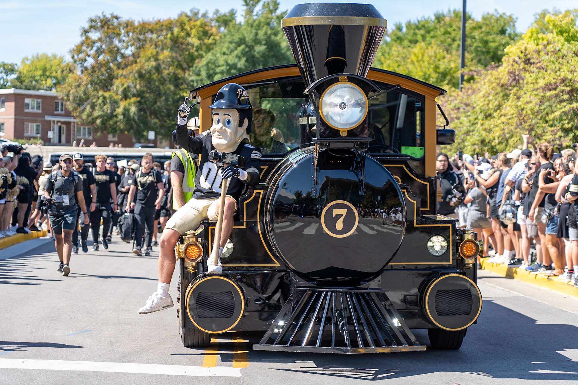 WEST LAFAYETTE, IN - SEPTEMBER 14, 2024: Purdue Mascot Purdue Pete during the Purdue University Boilermakers vs Notre Dame Fighting Irish Football game at Ross-Ade Stadium(Photo by Steve Bowen / Bowen Arrow Photography / Northern Indiana Sports Report)