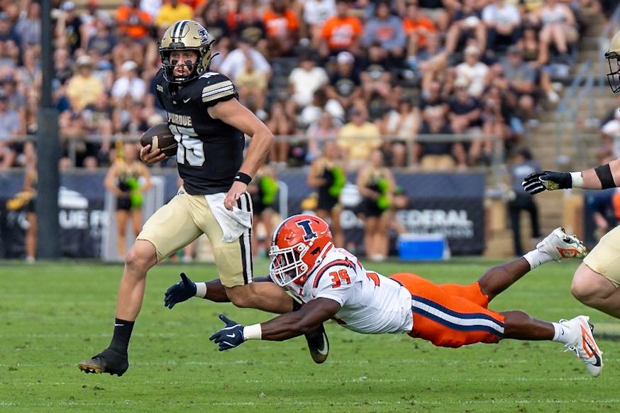 WEST LAFAYETTE, IN - OCTOBER 4, 2025: Purdue Boilermaker Football vs University of Illinois Fighting Illini at Ross-Ade Stadium(Photo by Steve Bowen / Northern Indiana Sports Report)