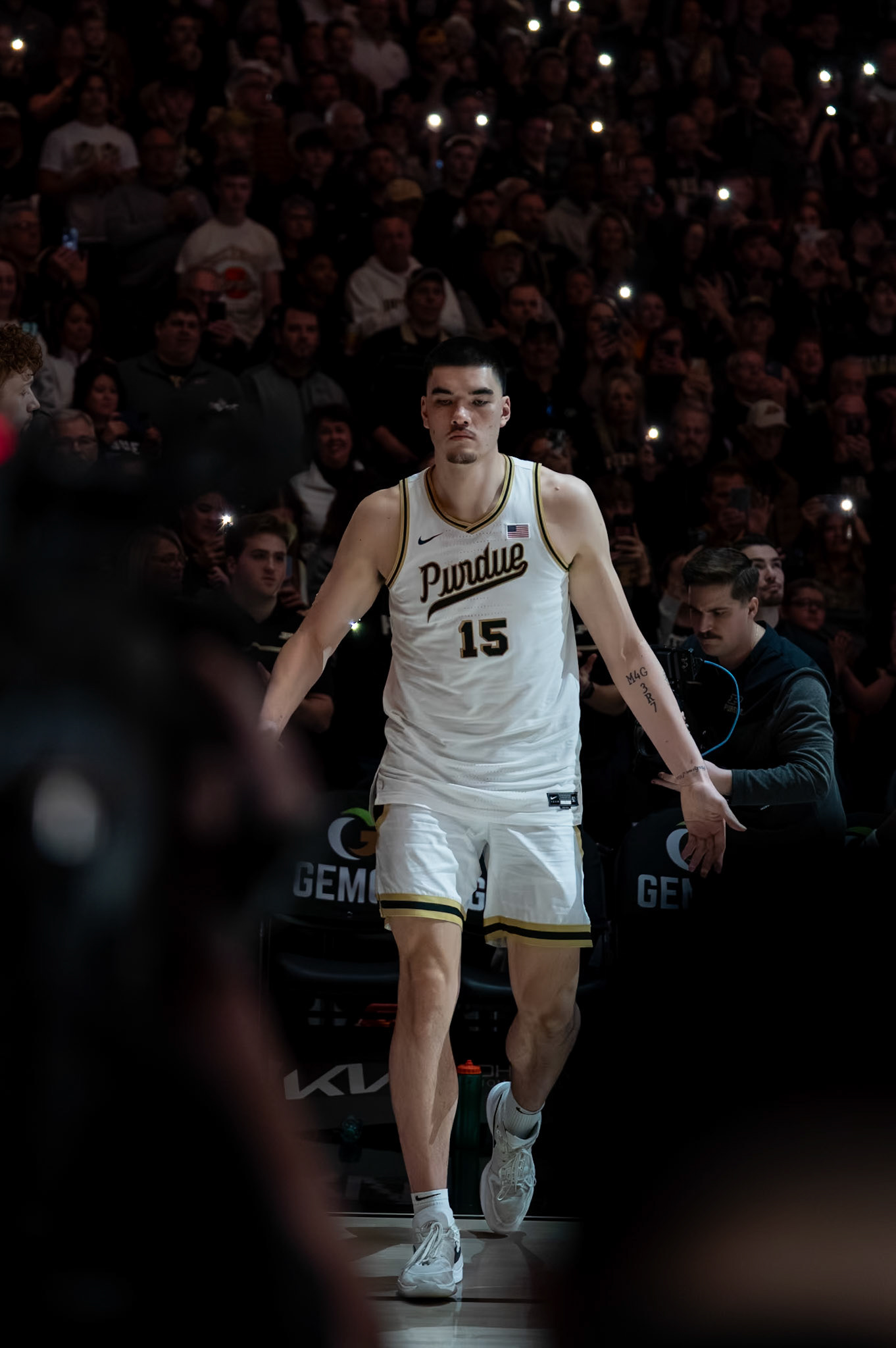 WEST LAFAYETTE, IN - MARCH 10, 2024: Purdue Senior Center Zach Edey (15) competing in Purdue University Boilermaker Basketball vs University of Wisconsin Badgers at Mackey Arena(Photo by Steve Bowen / Bowen Arrow Photography / Northern Indiana Sports Report)