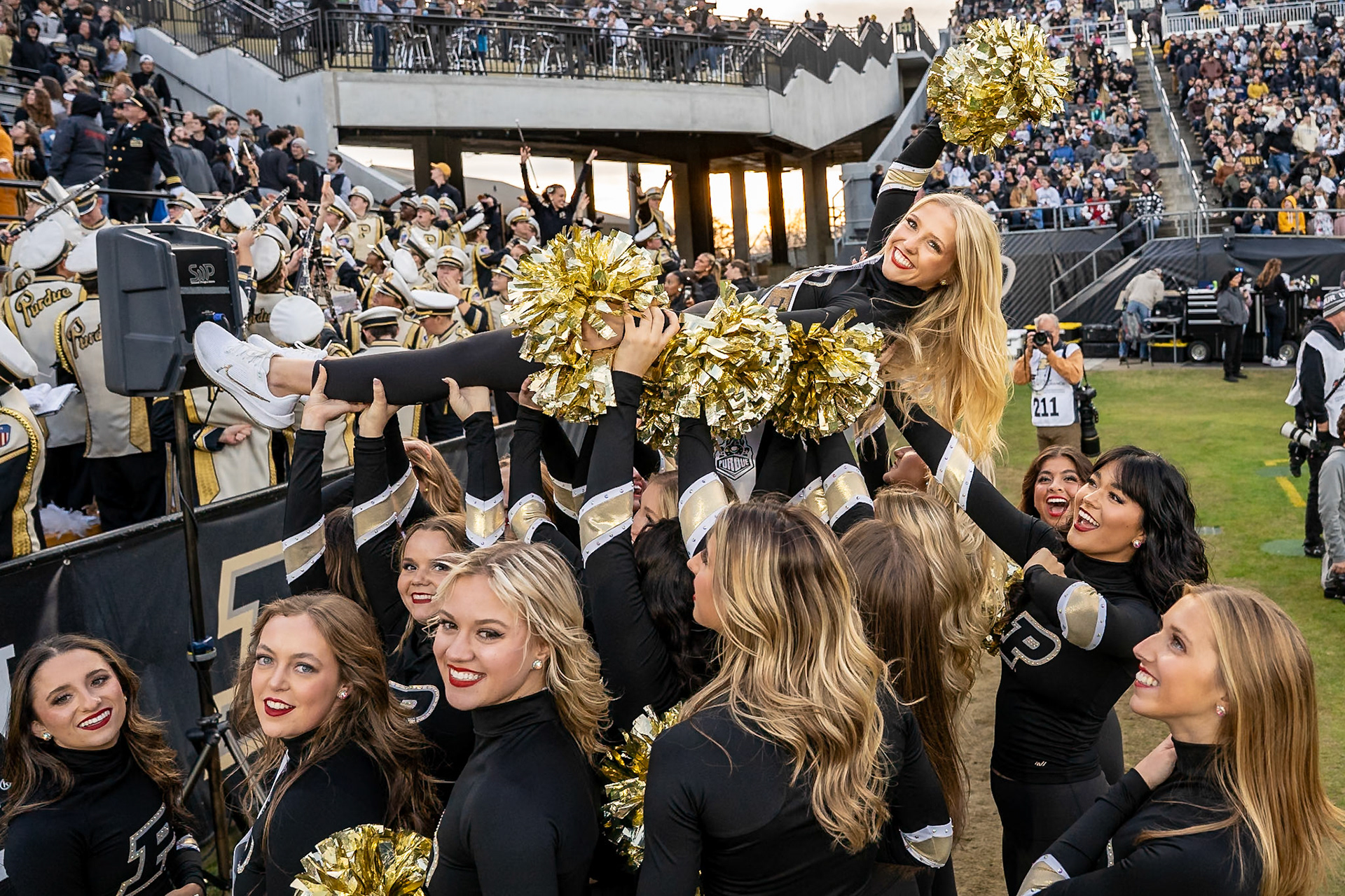 WEST LAFAYETTE, IN - NOVEMBER 16, 2024: Purdue University Golduster Dance team in Purdue University Boilermakers vs Penn State University Nittany Lions Football game at Ross-Ade Stadium(Photo by Steve Bowen / Bowen Arrow Photography / Northern Indiana Sports Report)