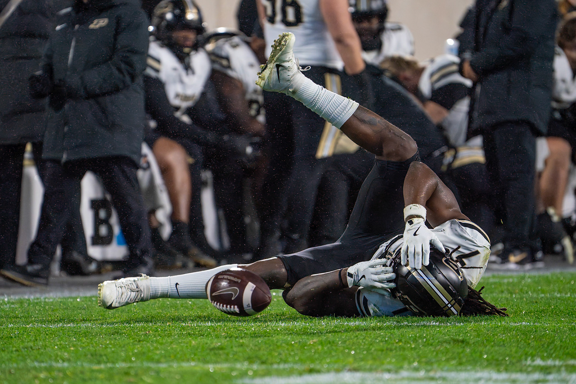 EAST LANSING, MI - NOVEMBER 22, 2024: Purdue University Junior Wide Receiver Jahmal Edrine (7) in Purdue University Boilermakers at Michigan State University Spartans Football game at Spartan Stadium(Photo by Steve Bowen / Bowen Arrow Photography / Northern Indiana Sports Report)