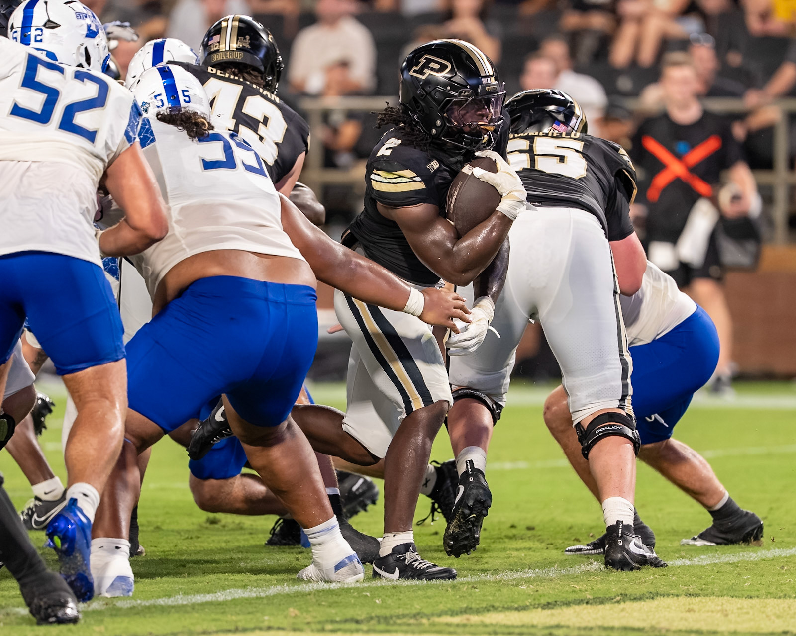 WEST LAFAYETTE, IN - SEPTEMBER 4, 2026: Purdue University Sophomore Running Back Fame Ijeboi (2) crosses the goal line to score a touchdown during the Purdue Boilermaker Football game vs the Indiana State Sycamores at Ross-Ade Stadium(Photo by Steve Bowen / Northern Indiana Sports Report)