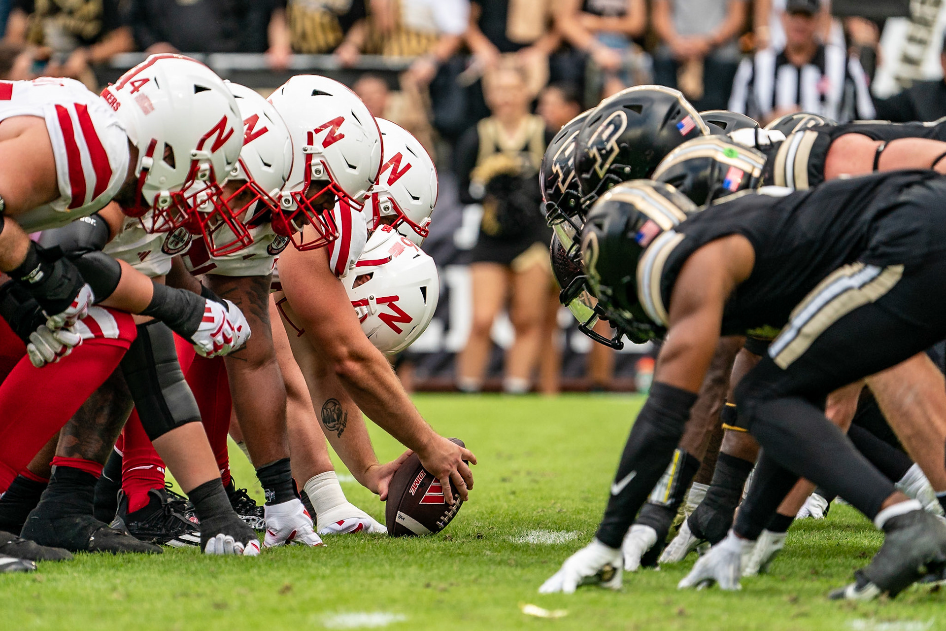 WEST LAFAYETTE, IN - SEPTEMBER 28, 2024: during the Purdue University Boilermakers vs Nebraska University Cornhuskers Football game at Ross-Ade Stadium(Photo by Steve Bowen / Bowen Arrow Photography / Northern Indiana Sports Report)