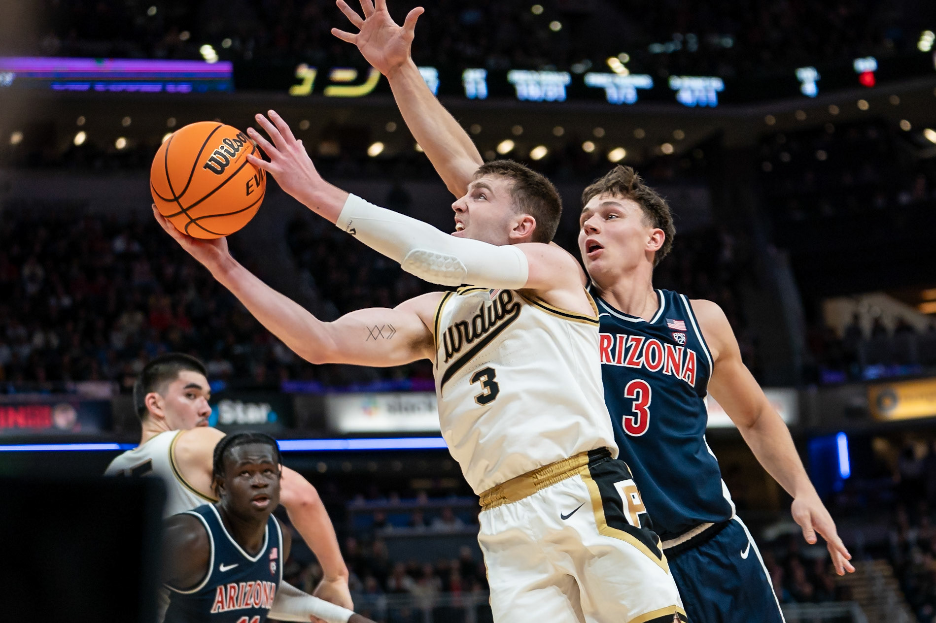 Photo (c) 2023 Bowen Arrow Photographywww.bowenarrowphotography.comIndy Classic basketball game between the Purdue University Boilermakers and the Arizona Univaersity Wildcats