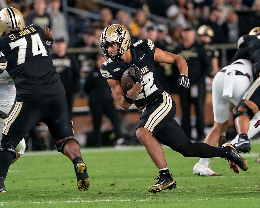 WEST LAFAYETTE, IN - SEPTEMBER 6, 2025: Purdue University Sophomore Running Back Antonio Harris (22) at Purdue Boilermaker Football vs Southern Illinois Saluki Football at Ross-Ade Stadium(Photo by Steve Bowen / Northern Indiana Sports Report)