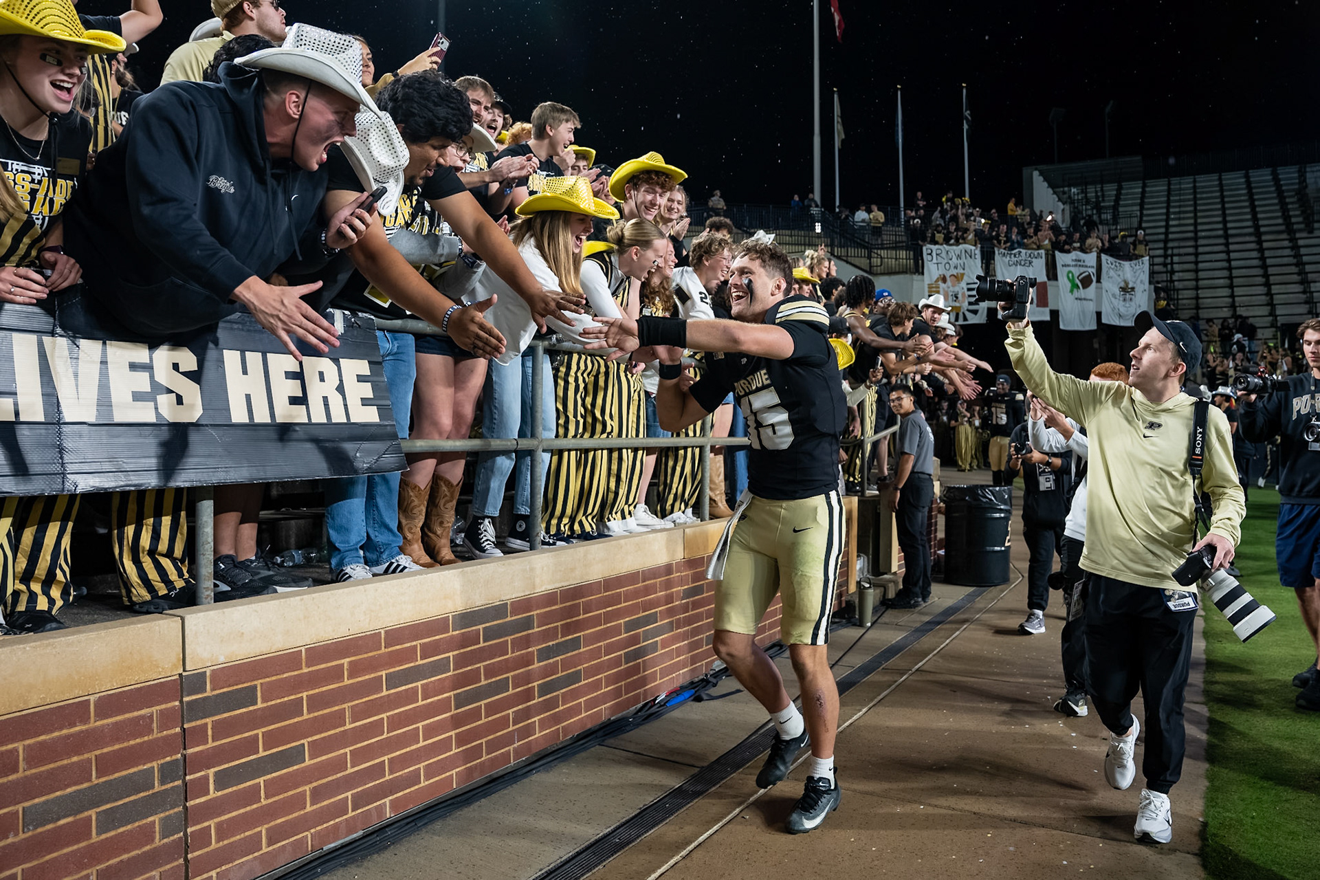 WEST LAFAYETTE, IN - OCTOBER 10, 2026: Purdue University Quarterback Ryan Browne (15), Purdue University Ross-Ade Brigade during the Purdue Boilermakers vs Minnesota Golden Gophers football game at Ross-Ade Stadium(Photo by Steve Bowen / Northern Indiana Sports Report)